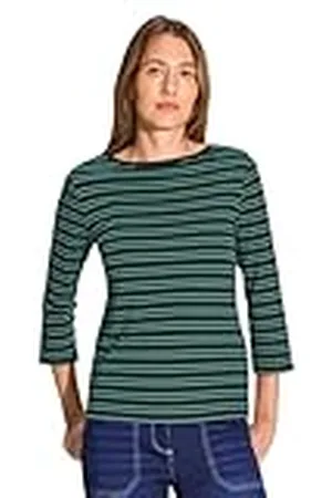CECIL B319894 Camiseta de Rayas, Color Verde, XS Mujeres