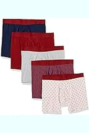 Amazon Calzoncillos Tipo bóxer en Punto de algodón (Disponibles en Tallas Grandes y Largos Especiales) Hombre, Pack de 5, , XS
