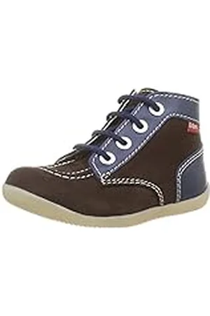 Kickers Bonzip-2, Zapatos Planos Mary Jane Bebé-Niños, Marrón Oscuro Marino, 18 EU