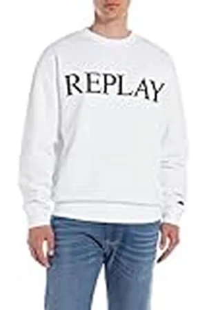 Replay Sudadera de algodón para Hombre, Blanco (White 001), M