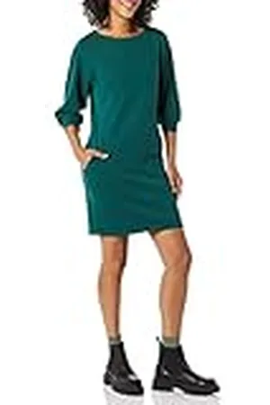 Amazon Vestido Tipo Sudadera de Felpa con Cuello Redondo y Mangas abullonadas (Disponible en Tallas Grandes) Mujer, , S
