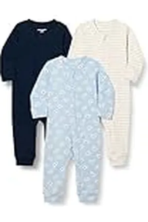 Amazon Pelele sin Pies de Algodón con Cremallera en La Parte Delantera Unisex Bebés, Pack de 3, , 0 Meses