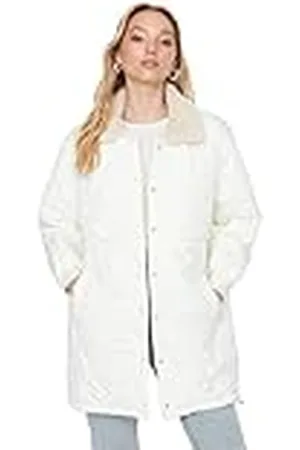 Trendyol Chaqueta de Invierno Lisa de Gran tamaño con Cuello de Camisa Abrigo, , XS para Mujer