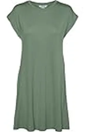 VERO MODA Vmava SL Knee Dress Jrs Noos Keid, Color Verde, M para Mujer