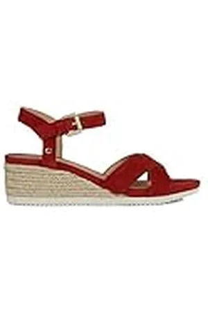 Geox D Ischia Corda, Sandalias Mujer Rojo Red 38 EU