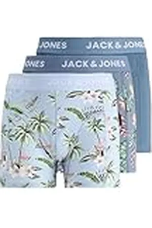 JACK & JONES Jacflower Bird Trunks 3 Pack Jnr Sn Bóxer, Color Azul, 140 para Niños