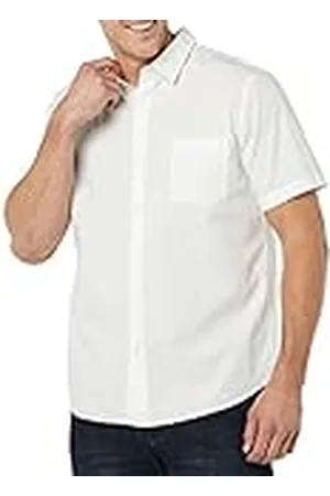 Amazon Camisa de Popelín de Manga Corta y Ajuste Entallado Hombre, , XXL