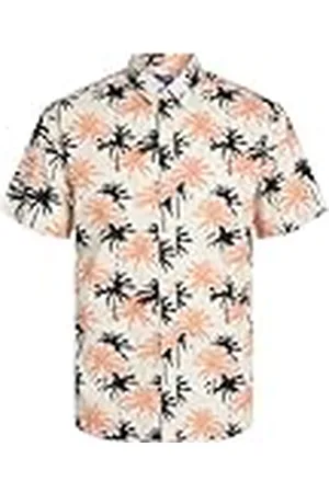 JACK&JONES JUNIOR Jorjoshua Aruba AOP Shirt SS Jnr Camisa de Manga Corta, Crema de Mantequilla, 164 cm para Niños