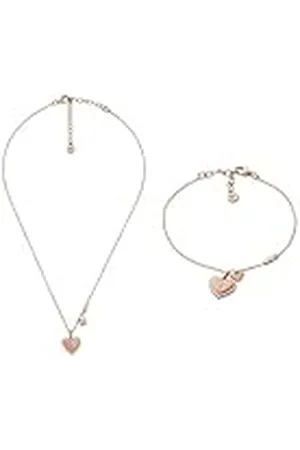 Emporio Armani Mujer Collar y Aretes de Plata de Ley Bicolor, Set