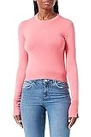 JJXX Jxvalentina Soft Crop Crew N Knit Noos Jersey de Punto, Confeti. Detalles: con Cinta para el Cuello Poinciana, L para Mujer