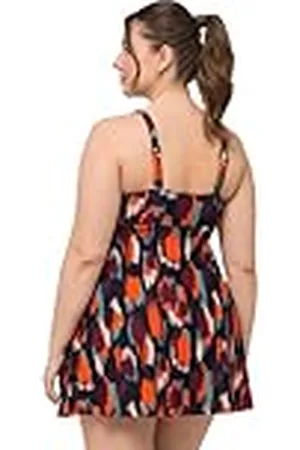 Ulla Popken Bath 827323 Amber-Vestido de baño con Estampado de Manchas Traje Sola Pieza, , 46-48 Mujeres