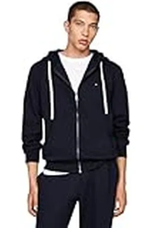 Tommy Hilfiger Chaqueta con Cremallera Hombre Essential Fleece Zip Through con Bolsillos, Azul (Desert Sky), S