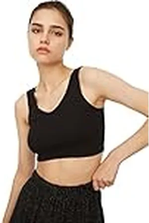 Trendyol V-Neck Crop gestrickter Bustier Corsé, Opaco, , Large De Las Mujeres