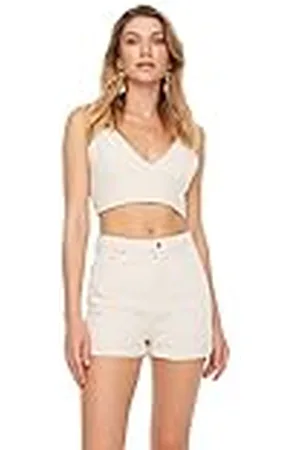 Trendyol Pantalones Cortos de Pierna Recta de Cintura Alta para Mujer, Roca, 36