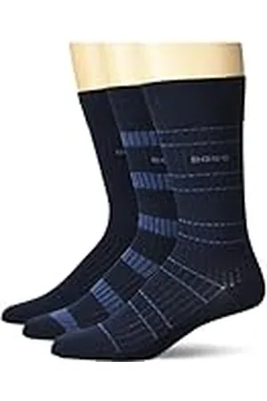 HUGO BOSS 3 Pack Lines Pattern Ribbed Socks Calcetines Casuales, , 39-47 EU Hombres