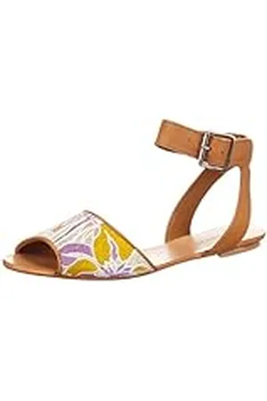 Antik Batik Delphi DELPHI1SAN - Sandalias de Cuero para Mujer, Color Amarillo, Talla 37