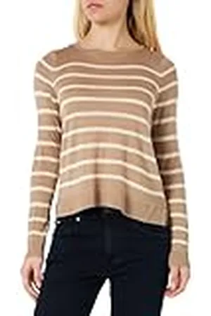 VERO MODA Vmnova LS O-Neck Jersey Ga Noos Punto, Silver Mink/Stripes:Birch, M para Mujer