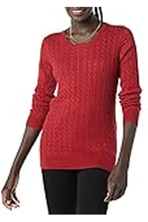 Amazon Jersey de Cuello Redondo y Manga Larga en Ligero Punto Trenzado (Disponible en Tallas Grandes) Mujer, , XXL