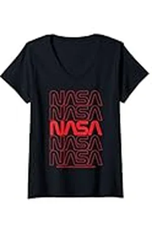 Nasa Mujer Texto de la en bolsa de bienvenida Camiseta Cuello V