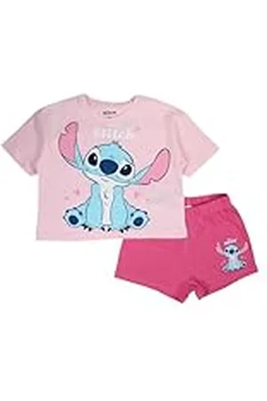 Disney LILO & STITCH, Conjunto de 2 piezas, Camiseta + Pantalones cortos, Niños, (2 a 8 años), Unisex, Niño, Niña, Suave, Lindo, Cálido, Camiseta, Pantalones, Modelo DIS LIS 5204C385 S1-2A, ROSE