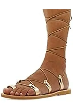 Emmanuela Handcrafted For You Emmanuela Sandalias altas de cuero en estilo griego antiguo, Sandalias de gladiador hechas a mano, Zapatos de verano, Sandalias con cordones , 36 EU