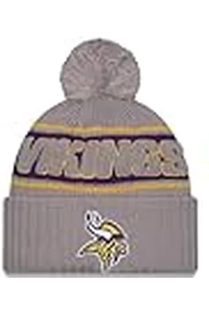 New Era Minnesota Vikings NFL 2024 Sideline Sport Knit Gris Gorro con Pompón