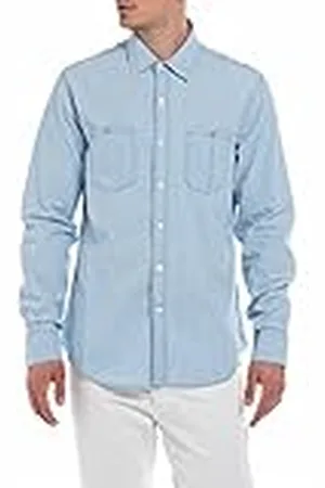 Replay M4032, Camisa Hombre, Azul , M