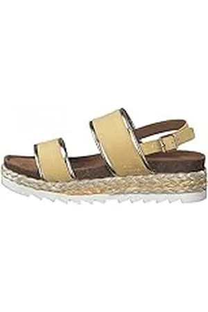 QS by s.Oliver 5-5-28702-28, Sandalias Planas Mujer, Yellow, 36 EU