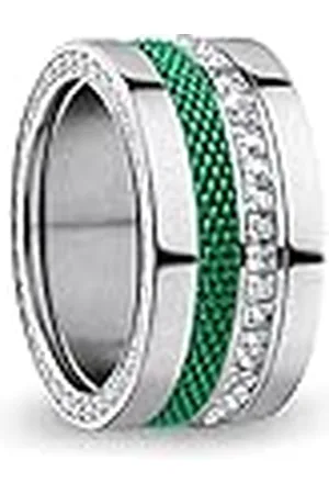 Bering Anillos combinados intercambiables para mujer en plata y verde con el exclusivo sistema Twist & Change, Ganges