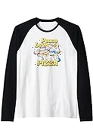 Teenage Mutant Ninja Turtles Peace Love Pizza Group Shot Camiseta Manga Raglan