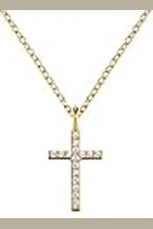Engelsrufer ERN-LILCROSS-ZI-G - Collar con colgante de cruz de plata de ley y circonita en color , longitud: 38 cm + 4 cm, 38cm, Plata esterlina, Circonia cúbica