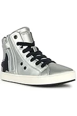 Geox J Kalispera Girl A, Zapatillas Bajas, Gris (Dk Silver/Black), 36 EU