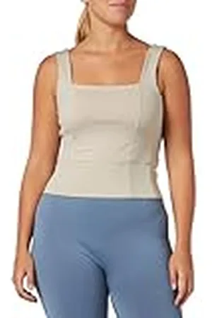 Champion Athletic C-Sport W-Quick Dry S-L Cropped Yoga Camiseta de Tirantes Anchos, Gris Plateado, M para Mujer