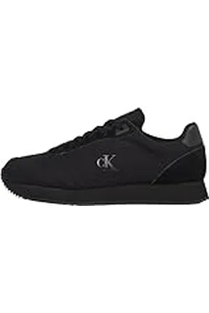 Calvin Klein Runner Sneaker Hombre Sock Laceup Canvas con logotipo, Negro (Triple Black), 43