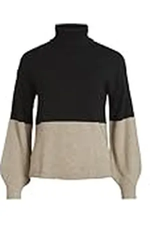 VILA Viril Blocking Roll-nk L/S Knit Top-Noos Jersey de Punto, , M para Mujer