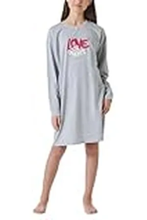 Schiesser Nachthemd-100% Organic Bio Baumwolle-Größe 140 bis 176 Camisa de Noche, Grau-Mel_181972, 152 para Niñas