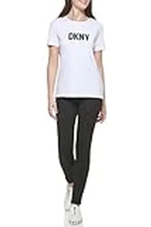 DKNY SPORTSWEAR W3276cna, S/S Logo tee Camiseta, White, XS Da Donna
