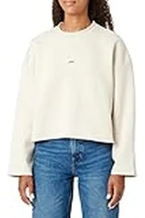 JJXX Jxabbie LS Wide Every Brush Crew Sn Sudadera, Moonbeam/Print:Black Logo, XL para Mujer