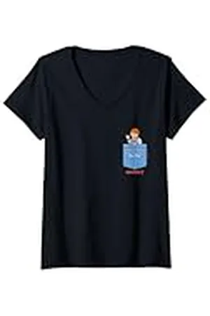 Chucky Mujer Wanna Play Good Guys Faux Pocket Camiseta Cuello V