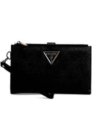 Guess Laurel - Cartera organizadora con Doble Cremallera para Mujer, Logotipo de carbón, Talla única