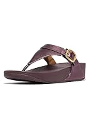FitFlop Lulu Adjustable-Buckle Metallic-Leather Toe-Post Sandals, Sandalias con cuña Mujer, , 41 EU