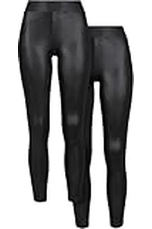 Urban classics Leggings de Cuero sintético para Mujer, Paquete de 2, Negro y Negro, L