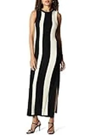 THE DROP Vestido de Punto a Rayas por @Takkunda, Negro/Blanco Whisper, XXS