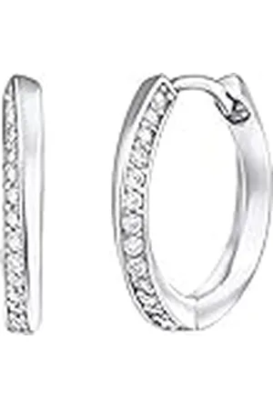 Silvego QRE148, Pendientes de Plata 925 Aros con Circonitas ELEANOR Diámetro 18 mm