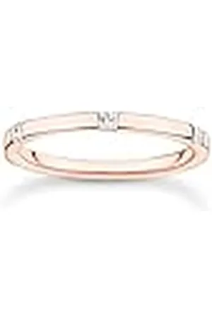 Thomas Sabo Anillo para mujer con piedras blancas de oro rosa 925, plata de ley 750, chapado en oro rosa TR2396-416-14, 54, Plata de ley, Zirconia cúbica