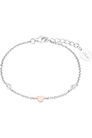 QS by s.Oliver Pulsera de de ley 925 joyería para brazo de niña, con circonita cúbica sintética, 14+2 cm, bicolor, corazón, viene en caja de regalo de joyería