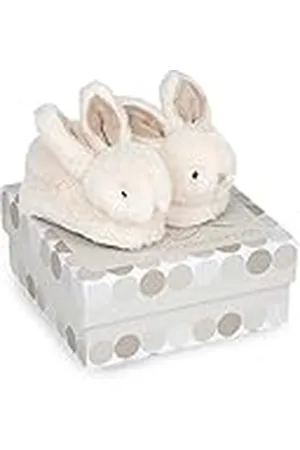 Doudou et Compagnie DC1310 Bonbon - Zapatillas de estar por casa con diseño de conejito y caja, color gris (taupe), 0-6 mese