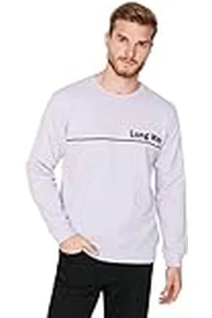 Trendyol Sudadera Regular Lisa de Cuello Redondo, Morado, M para Hombre