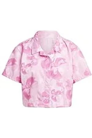 adidas Mujer Floral Graphic Crop Woven Polo Shirt, , S