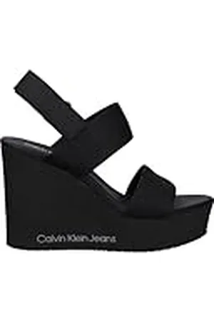 Calvin Klein Jeans Sandalias de cuña Mujer Calzado, Multicolor (Black/Stormfront), 40